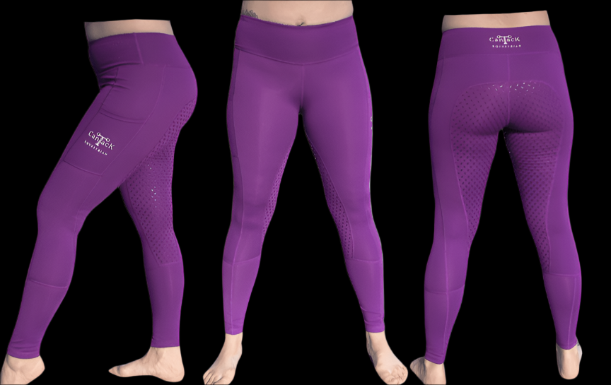 Kids Lined Full Seat Riding Tights - Purple