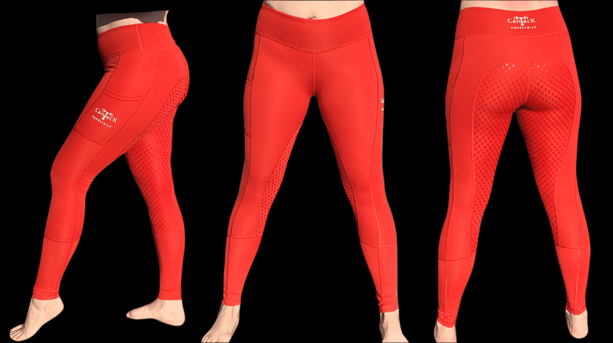 Kids Unlined Riding Tights - Coral Red