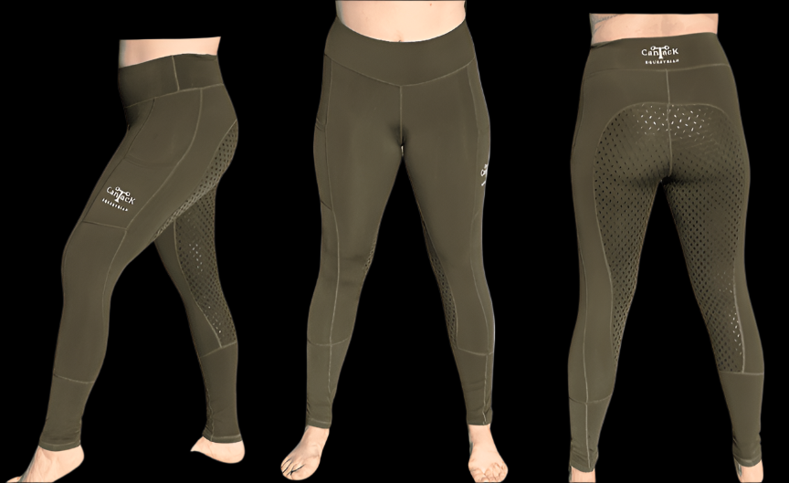 Kids Lined Full Seat Riding Tights - Fern Green