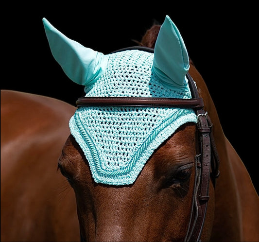 Classic Cut Bonnets - Cob - Aquamarine Base/Aquamarine Straight edge/2 Teal Bling/Teal Piping