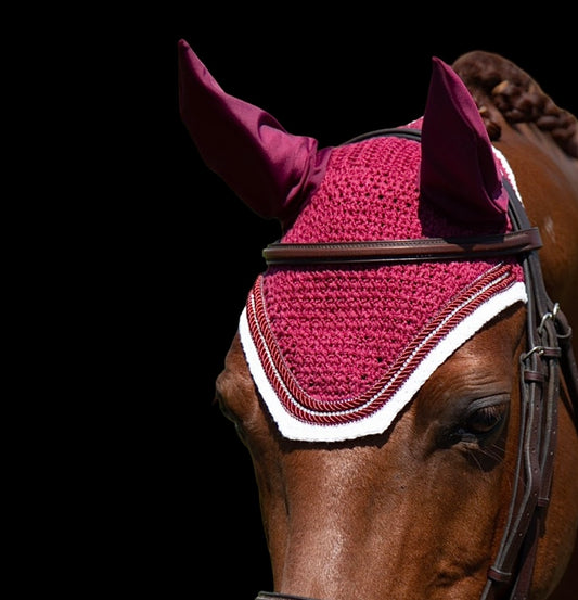 Classic Cut Bonnets - Cob - Burgundy Base/White Straight Edge/2 Burgundy Bling/1 Clear bling/ 2 Burgundy Piping