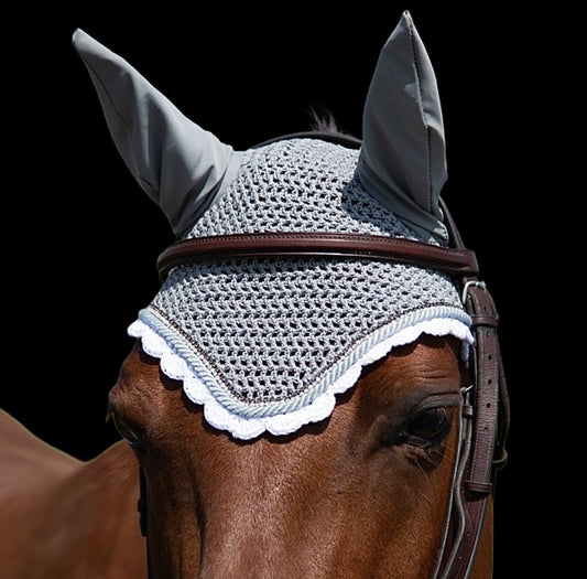 Classic Cut Bonnets - Cob - Grey Base/White Scallop/1 clear Bling/1 Grey Bling/1 Grey Piping
