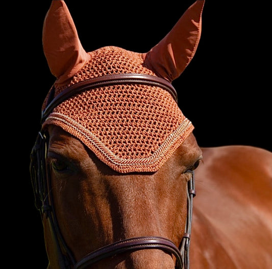 Classic Cut Bonnets - Full - Chestnut Base/Chestnut Straight Edge/2 Rose Gold Clear Bling/1 Chestnut Piping