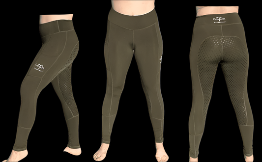 Adult Lined Riding Tights - Fern Green