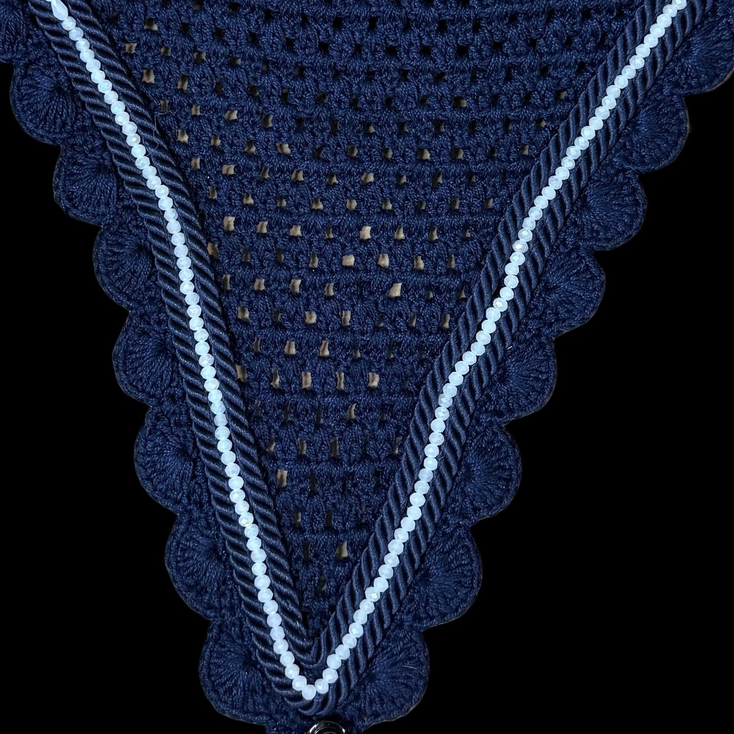 Soundproof - Tiedown Bonnets - Navy Base/Navy Scallops/1 Clear Crystal/2 Navy Piping