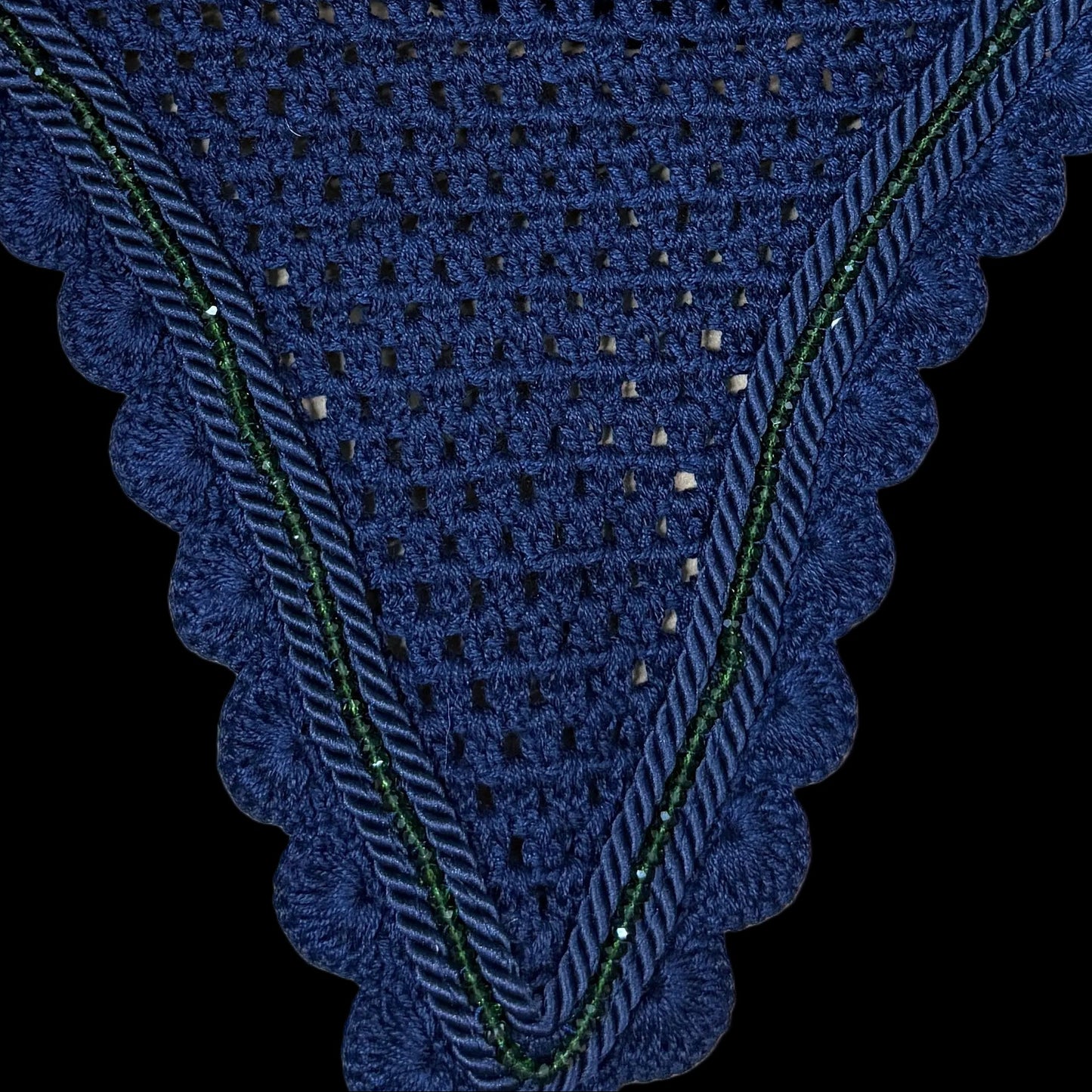 Soundproof - Tiedown Bonnets - Navy Base/Navy Scallops 1 Dark Green Crystal/2 Navy Piping