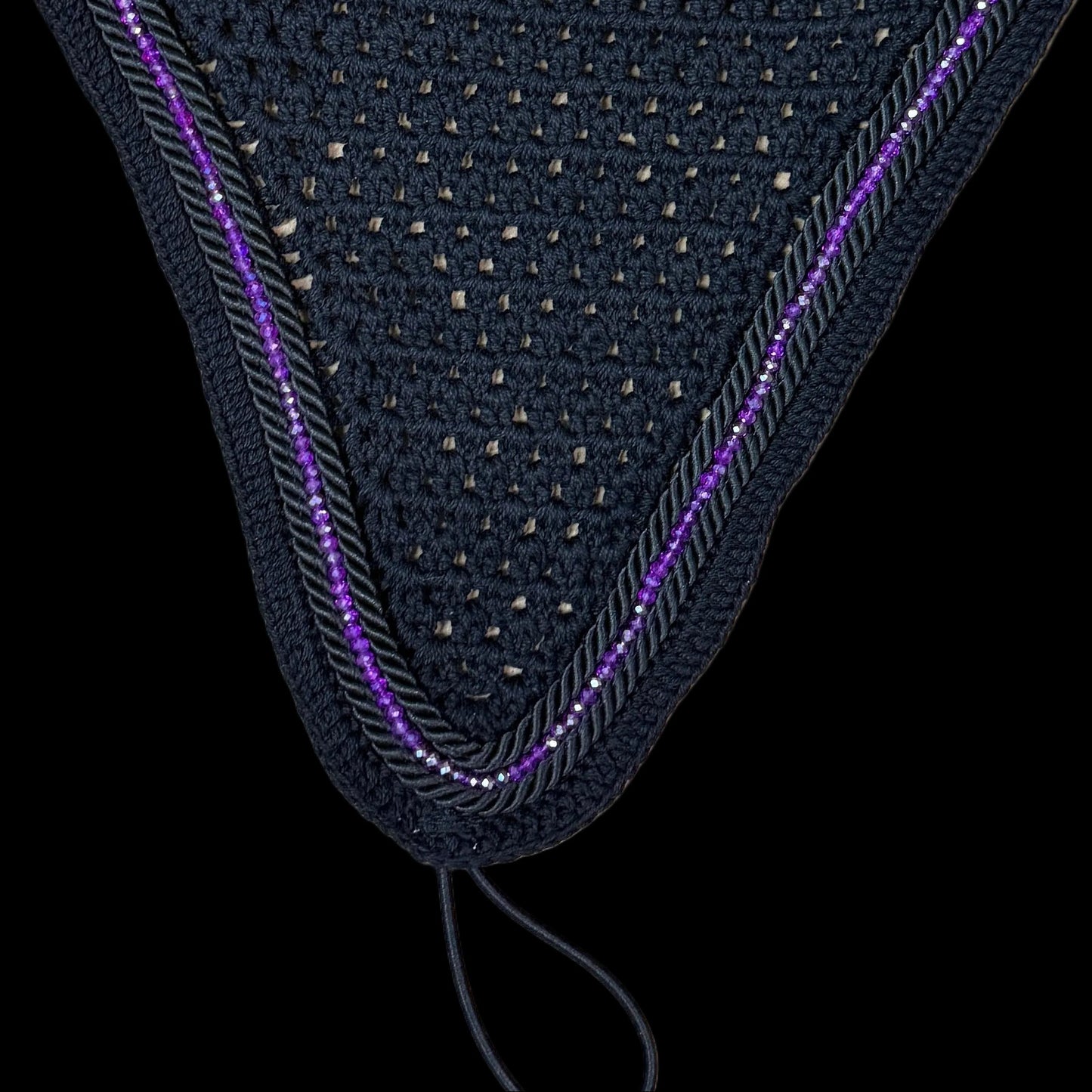 Soundproof - Tiedown Bonnets - Black Base/Black Straight Edge/Purple Crystal/2 Black Piping