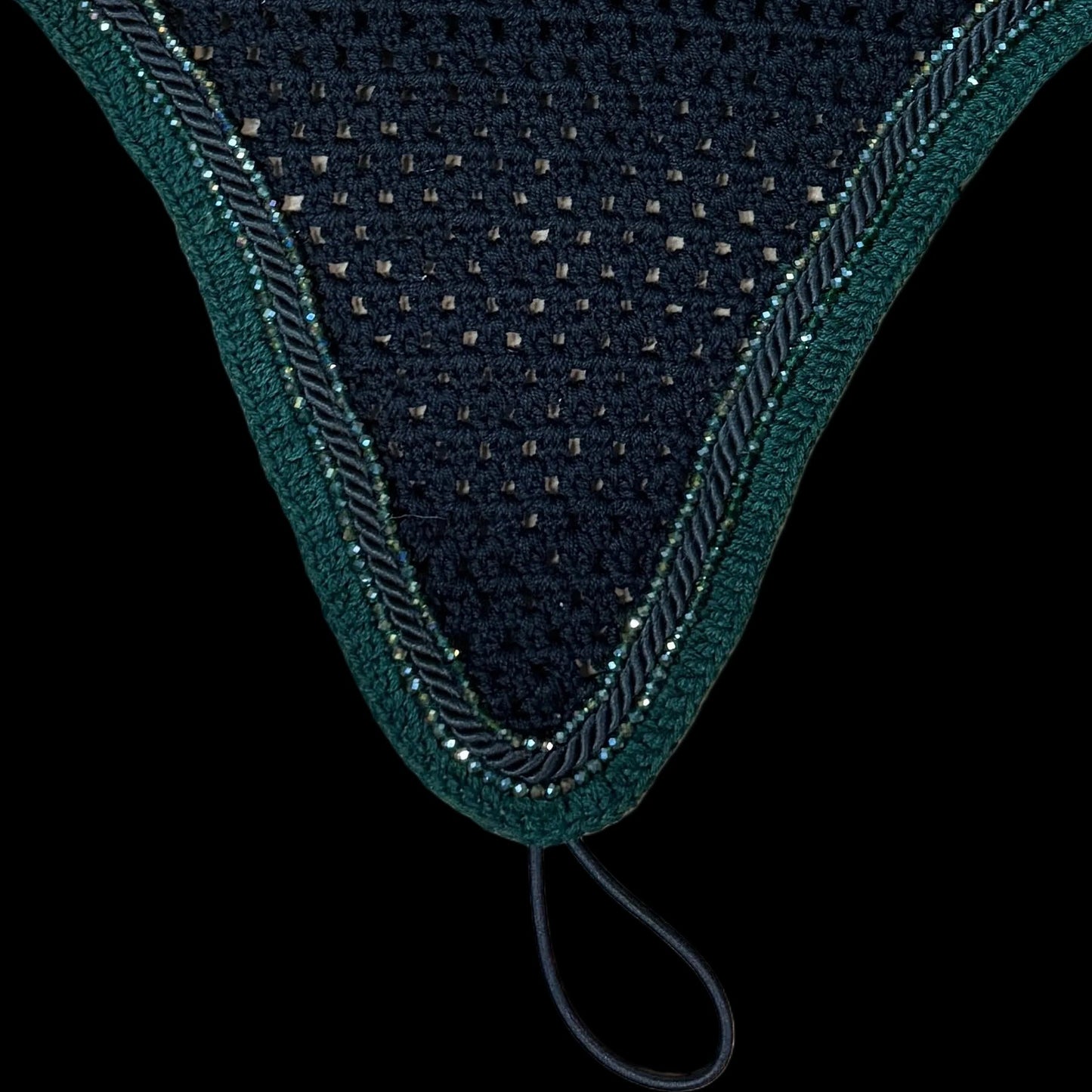 Soundproof - Tiedown Bonnets - Black Base/Green Straight Edge/2 Green Crystal/Black Piping