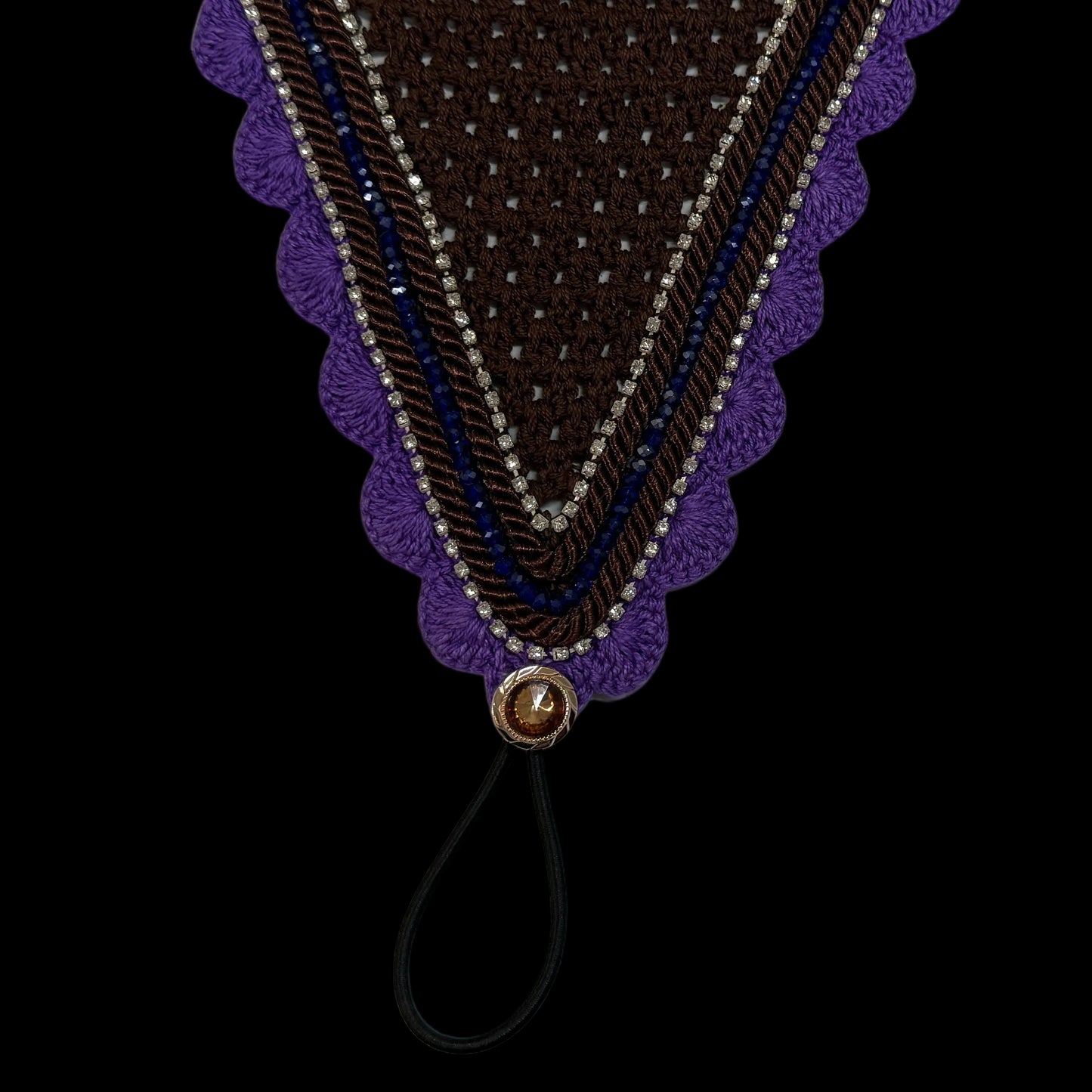 Tiedown Bonnets - Brown Base/Scalloped Edge/With Bling