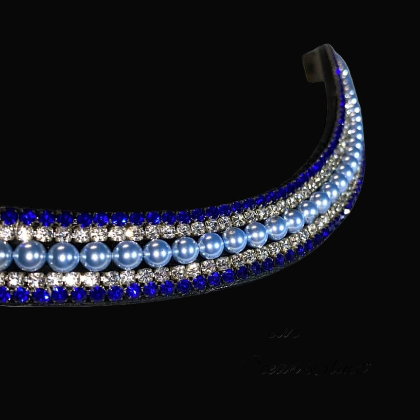 IceT Pearl Browbands - Pony 14" Style - Ocean Blue (Final Sale)