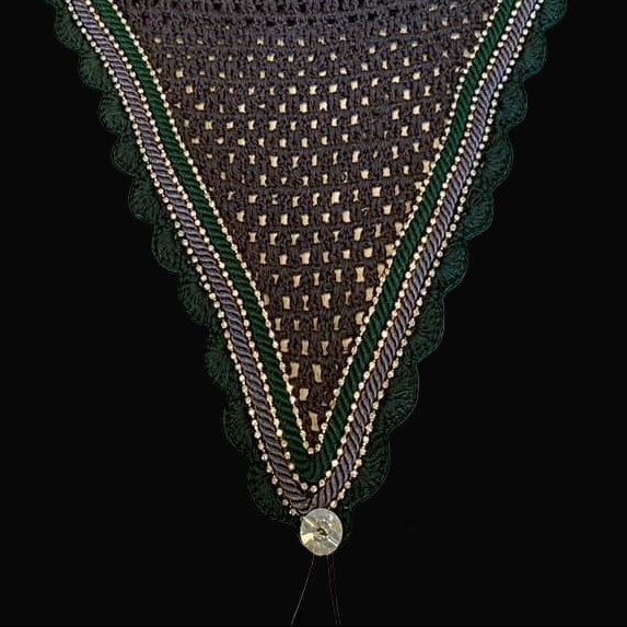 Soundproof - Tiedown Bonnets - Charcoal Base/Green Scallops/3 Clear Bling/Grey & Green Piping