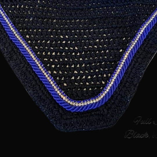 Soundproof - Classic Cut Bonnets - Full - Black Base/Black Straight Edge/1 Clear Bling/1 Blue Bling/1 Blue Piping