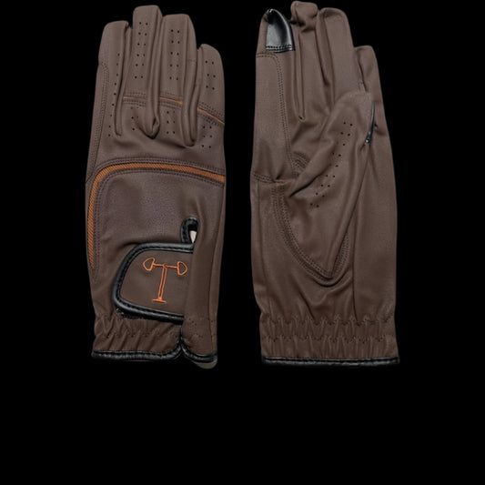 Touch Screen Riding Gloves - Brown Base (Size Large)