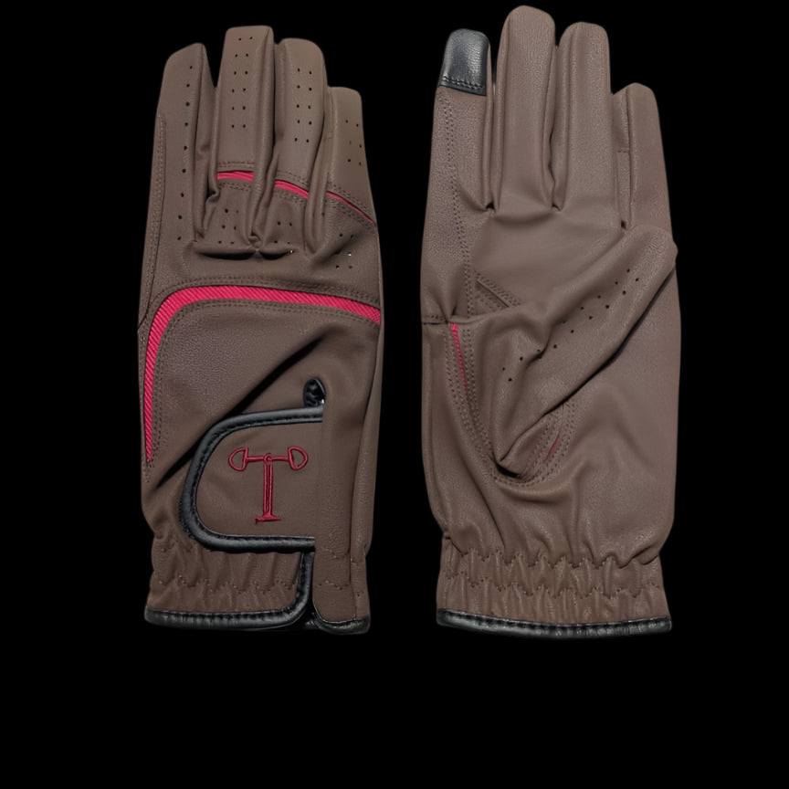 Touch Screen Riding Gloves - Brown Base (Size Medium)