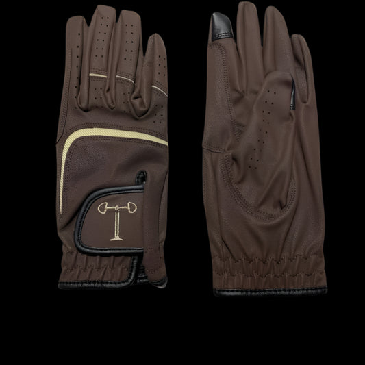 Touch Screen Riding Gloves - Brown Base (Size Medium)