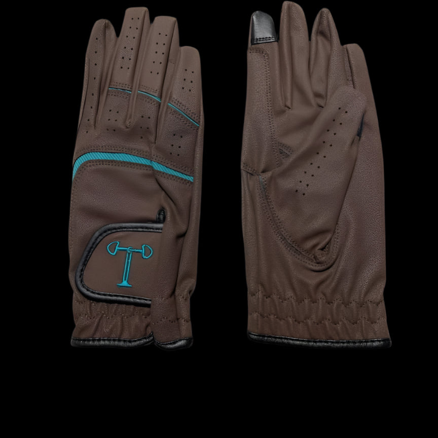 Touch Screen Riding Gloves - Brown Base (Size Medium)