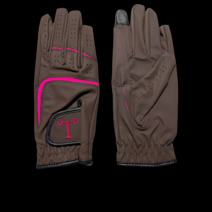 Touch Screen Riding Gloves - Brown Base (Size Medium)