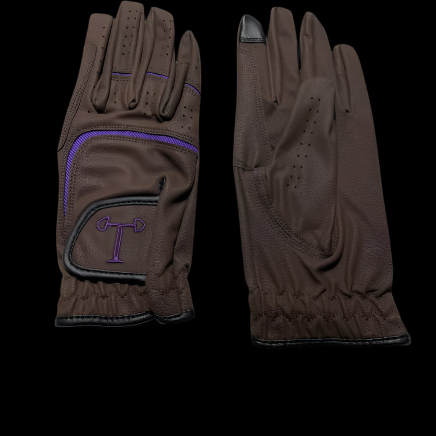 Touch Screen Riding Gloves - Brown Base (Size Medium)