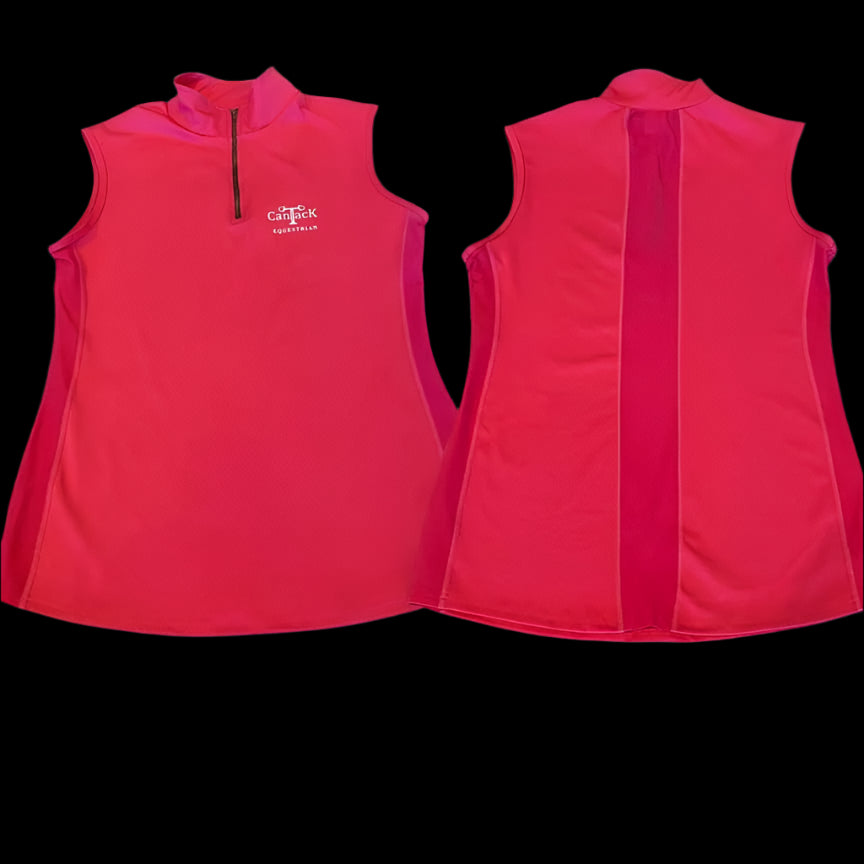 Sleeveless Vented Shirts - Hot Pink