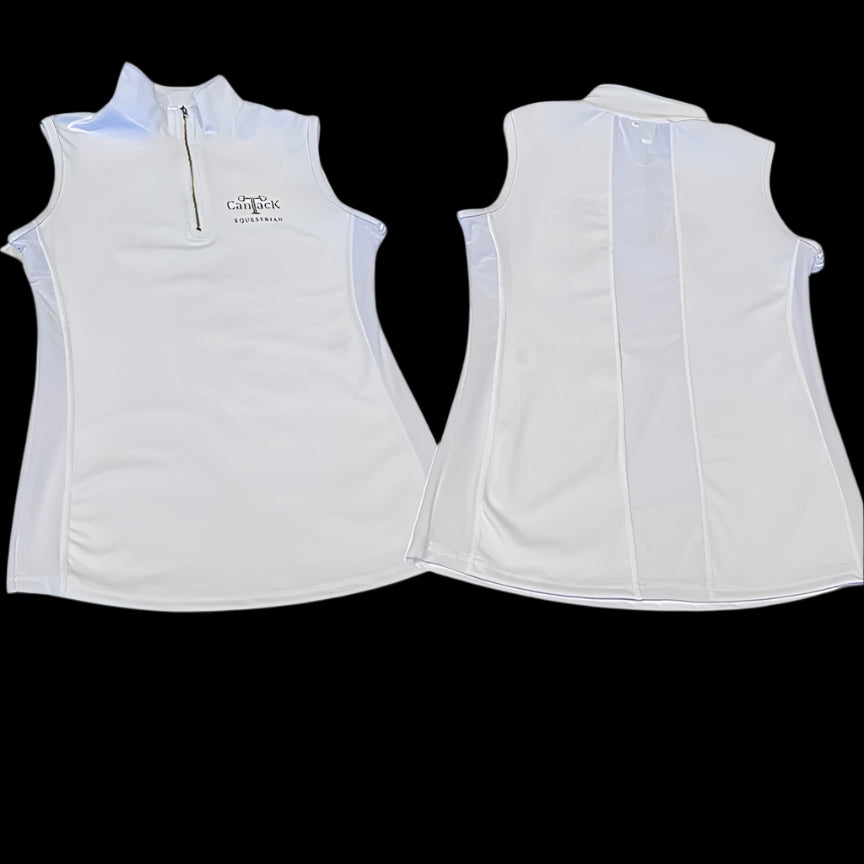 Sleeveless Vented Shirts - White