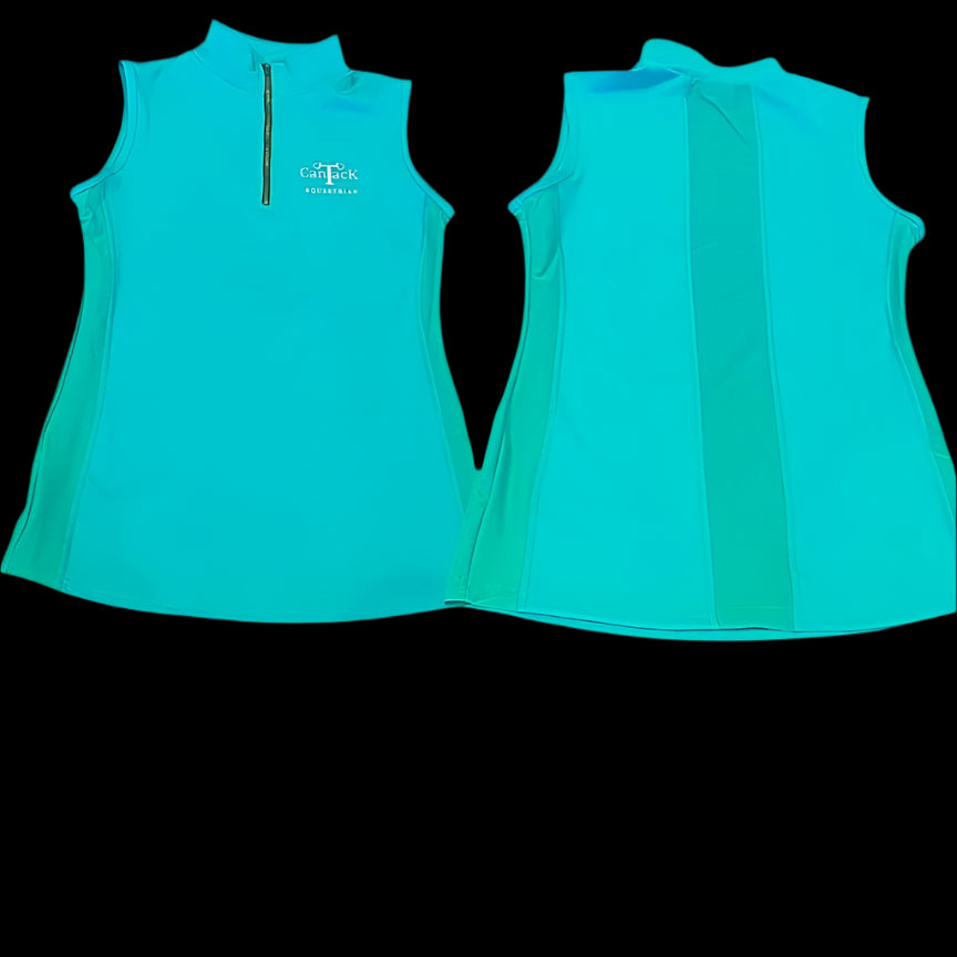 Sleeveless Vented Shirts - Turquoise
