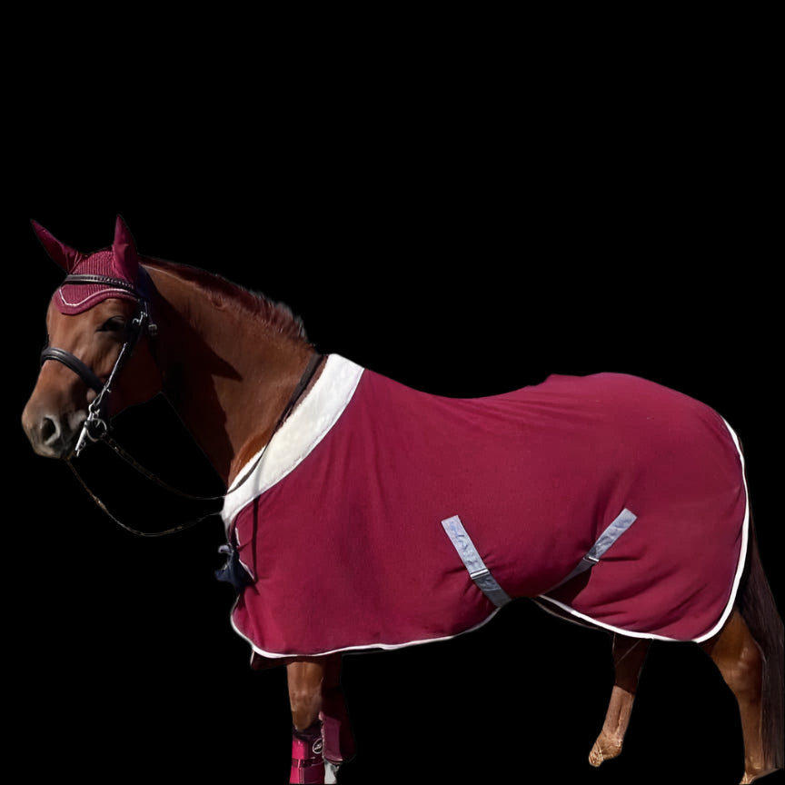 Double Fleece Cooler - (S) Burgundy with white trim