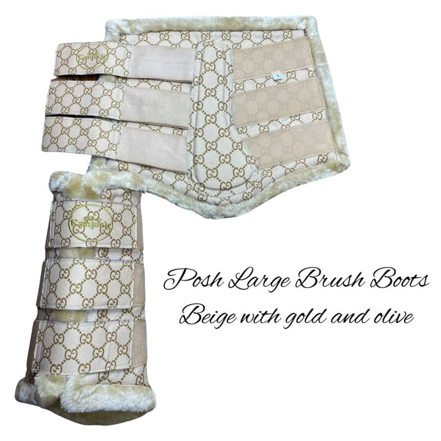 Posh Brush Boots - Beige and Gold - Large