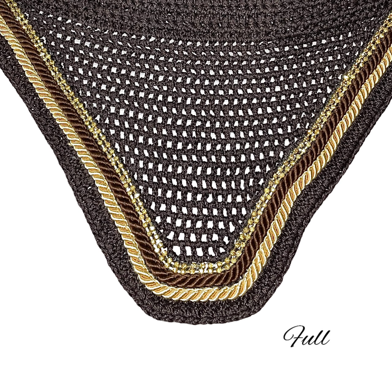 Classic Cut Bonnets - Full - Dark Brown Base/Dark Brown Straight Edge/2 Gold Bling/Brown & Gold Piping