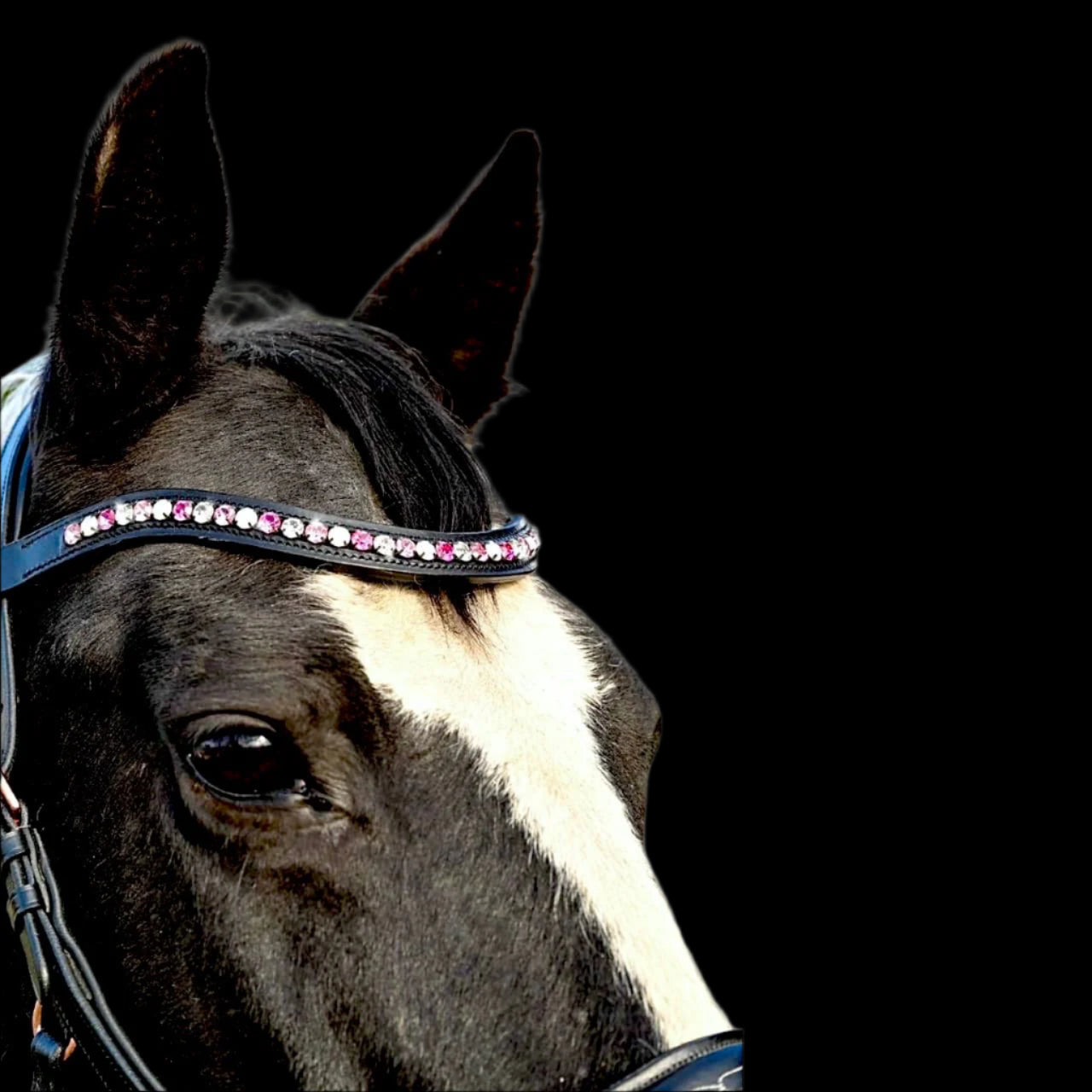IceT Single Row Browbands - Black Base - Pearl Rose