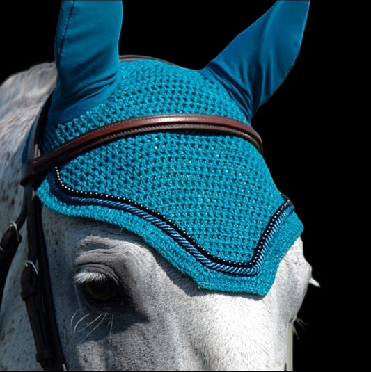 Classic Cut Bonnets - Full - Midnight Teal Base/Midnight Teal Straight Edge/Black Pearls/Midnight Teal Piping