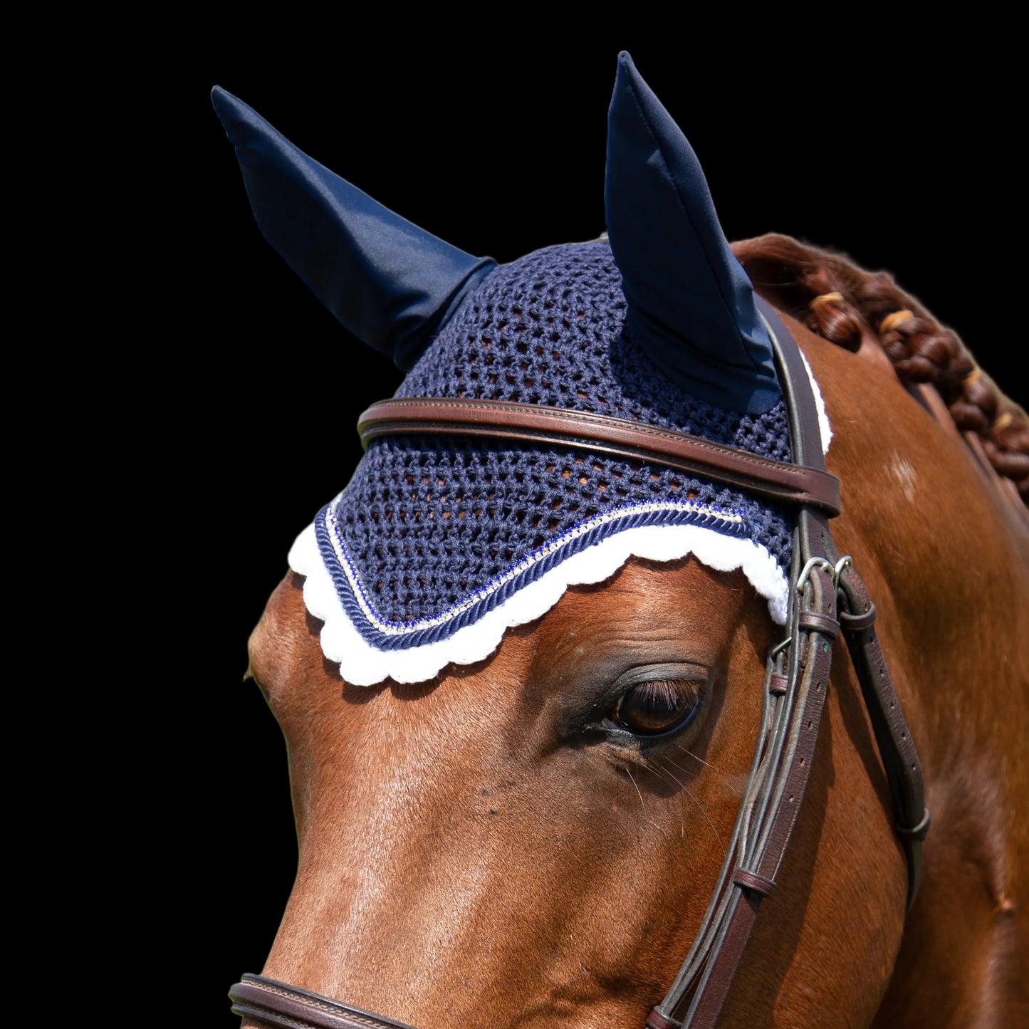 Classic Cut Bonnets - Navy Base/Scalloped Edge/With Bling
