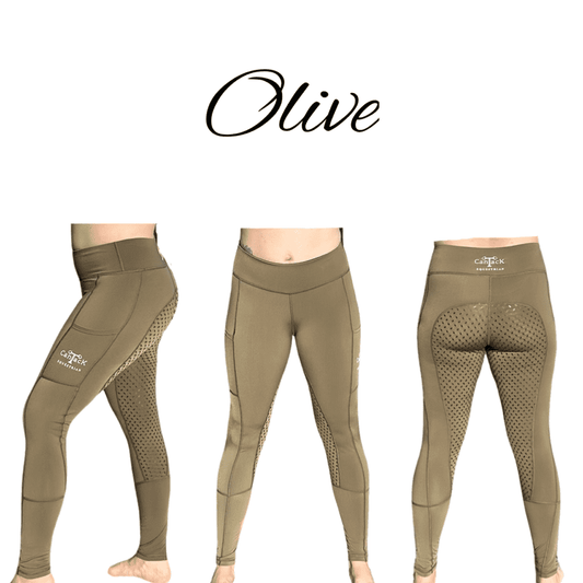 Adult Unlined Riding Tights - Olive