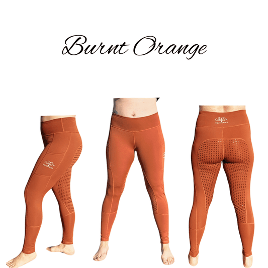 Adult Unlined Riding Tights - Burnt Orange