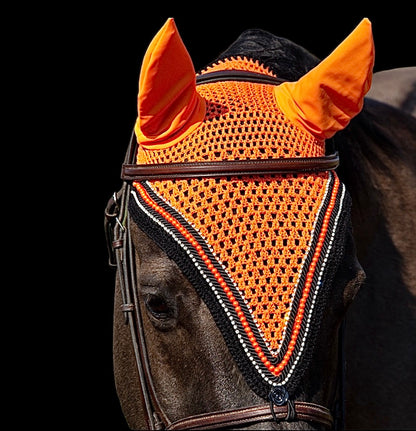 Tiedown Bonnets - Orange Base/Straight Edge/With Bling