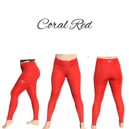 Adult Unlined Riding Tights - Coral Red