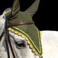 Tiedown Bonnets - Dark Olive Base/Scalloped Edge/With Bling
