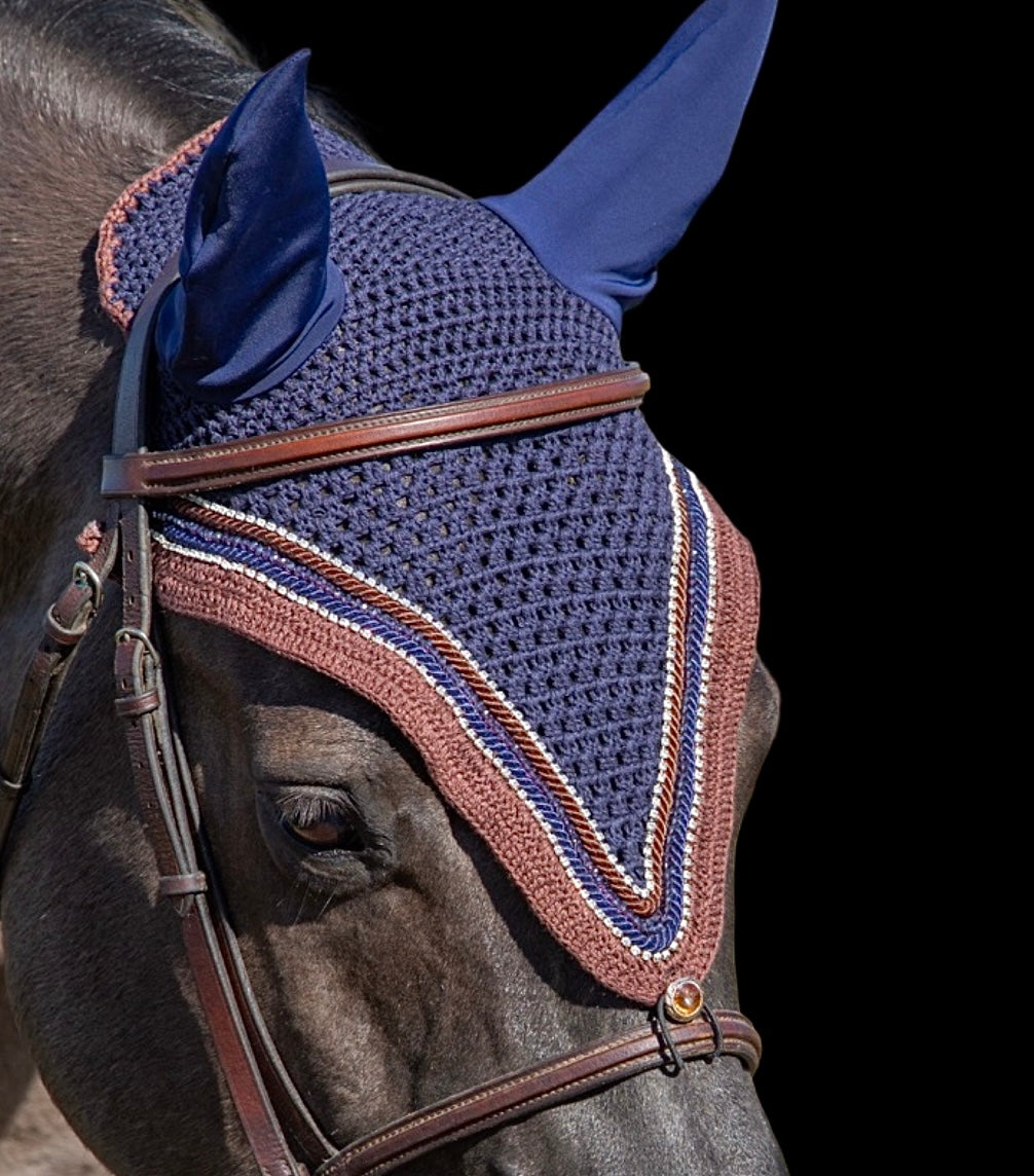 Tiedown Bonnets - Navy Base/Straight Edge/With Bling