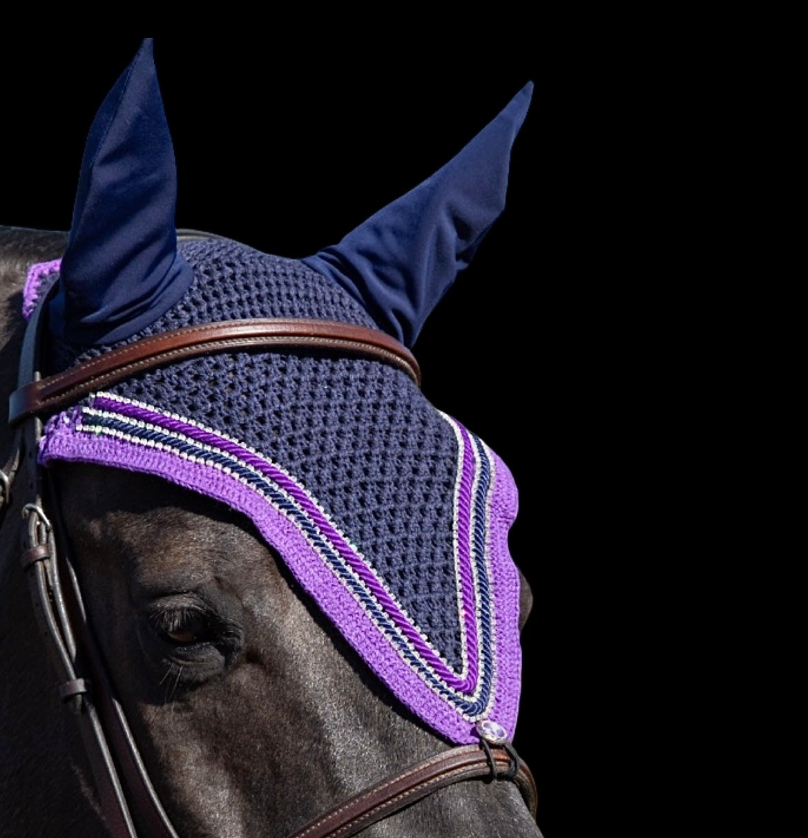 Tiedown Bonnets - Navy Base/Straight Edge/With Bling
