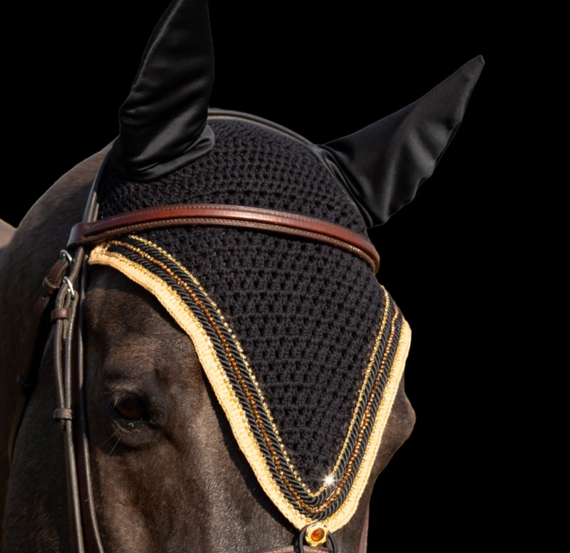 Tiedown Bonnets - Black Base/Straight Edge/With Bling