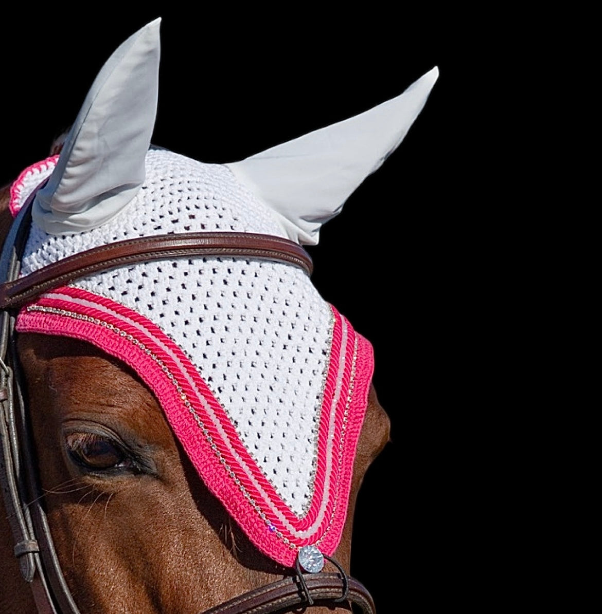 Tiedown Bonnets - White Base/Straight Edge/With Bling