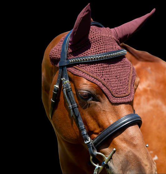 Classic Cut Bonnets - Pony - Single Row Piping - Brown - Straight Edge