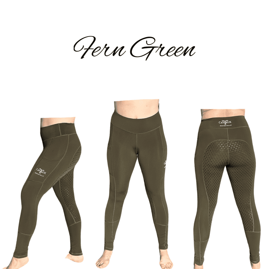 Kids Lined Riding Tights - Fern Green