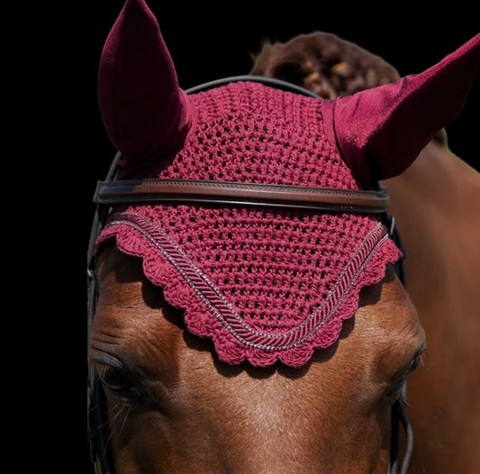 Classic Cut Bonnets - Cob - Burgundy Base/Burgundy Scalloped Edge/2 Burgundy Bling/1 Burgundy Piping