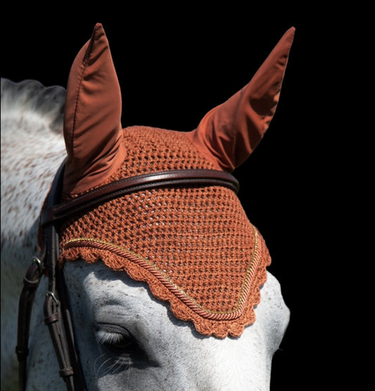 Classic Cut Bonnets - Full - Chestnut Base/Chestnut Scalloped Edge/1 Rose Gold Bling/1 Chestnut Piping