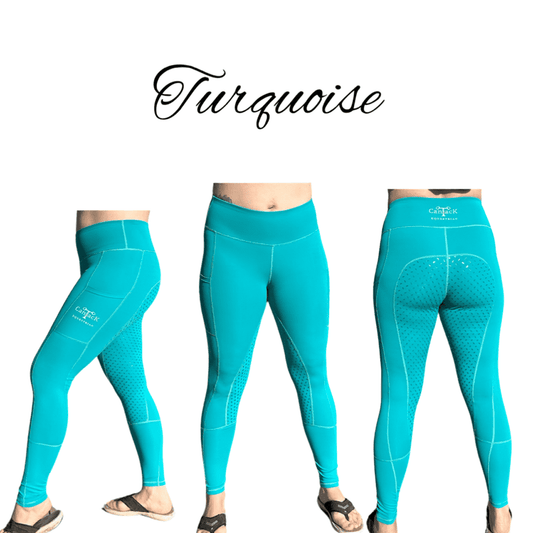 Adult Unlined Riding Tights - Turquoise