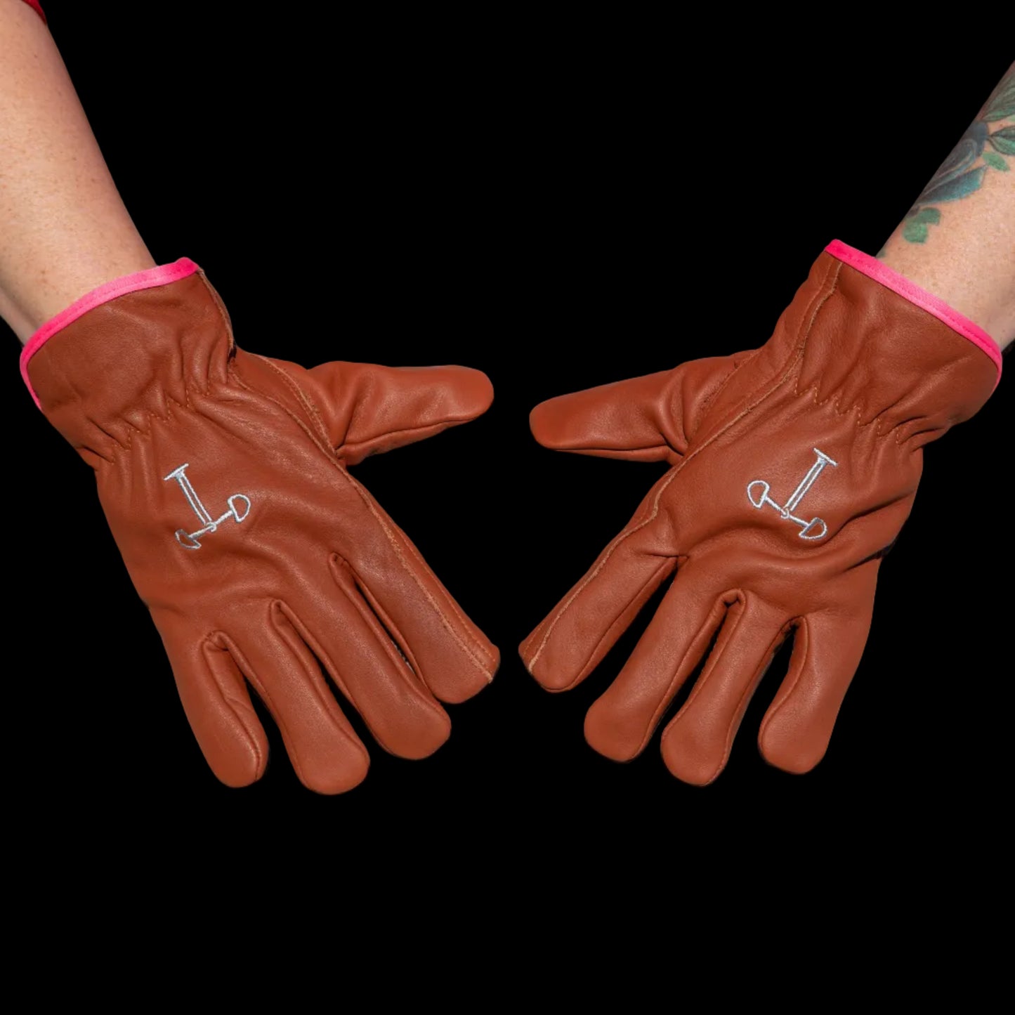 Work Gloves No Cuff - Buckskin Base / Pink Trim