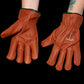 Work Gloves No Cuff - Buckskin Base / Green Trim