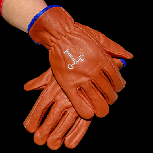 Work Gloves No Cuff - Buckskin Base / Blue Trim