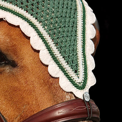 Tiedown Bonnets - Hunter Green Base/Scalloped Edge/With Bling