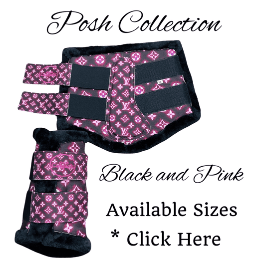 Posh Brush Boots - Black and Pink - Medium & Large